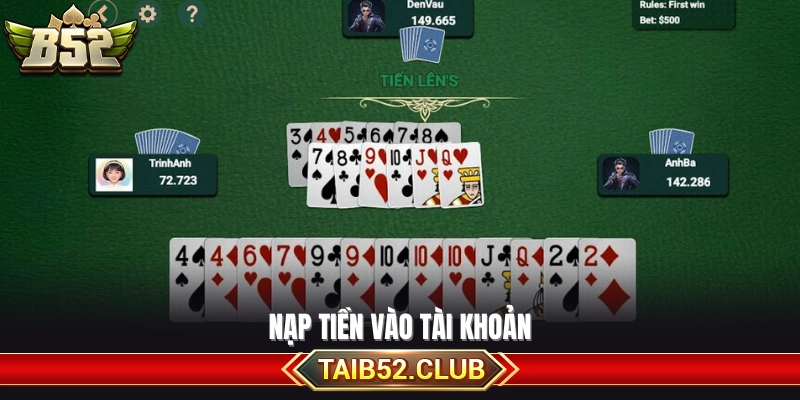 Thực hiện giao dịch nạp tiền